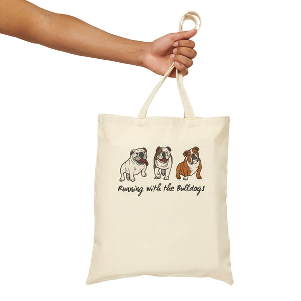 Running with the Bulldogs Cotton Canvas Tote Bag