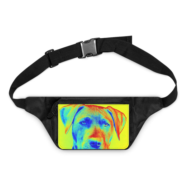 Hot Pop Colored Lab Dog Head Art Fanny Pack, Black