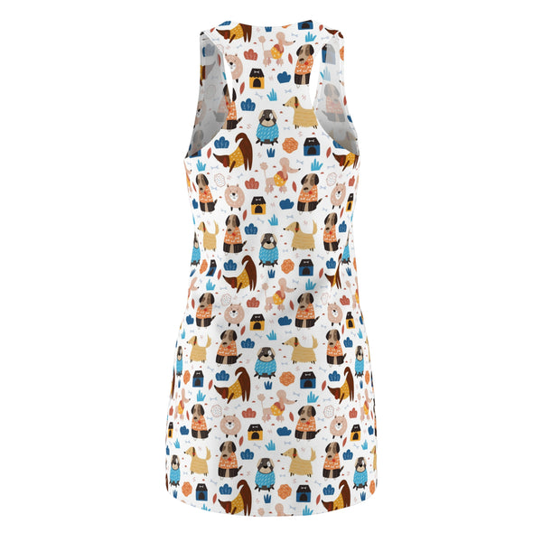 Variety of Cartoon Dogs  on Women's Racerback Dress