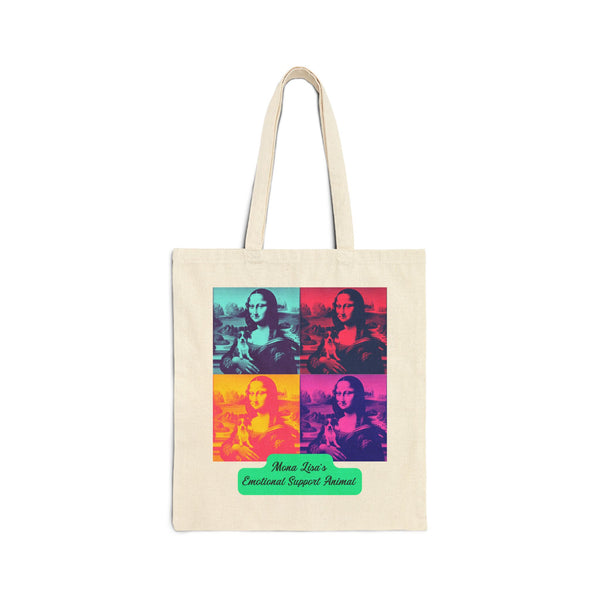 Mona Lisa's Emotional Support Animal Cotton Canvas Tote Bag