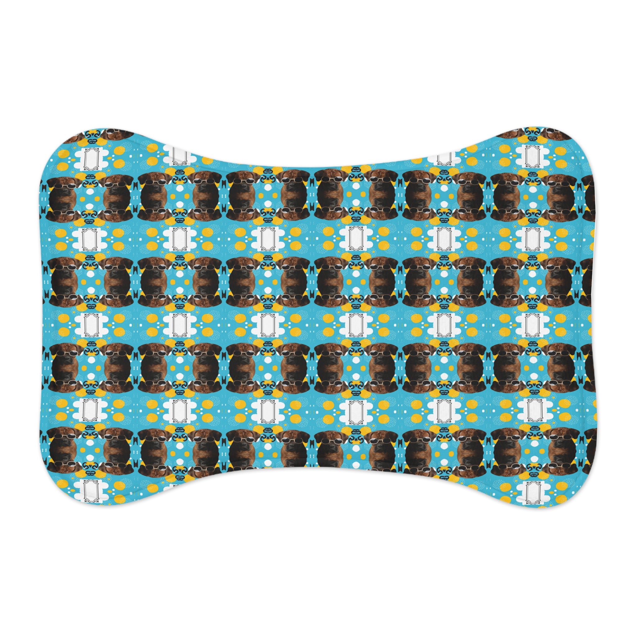 Cool Labrador with Sunglasses pattern. Part of the "Where's the doggie?" series by Poochbliss pet dog Feeding Mat