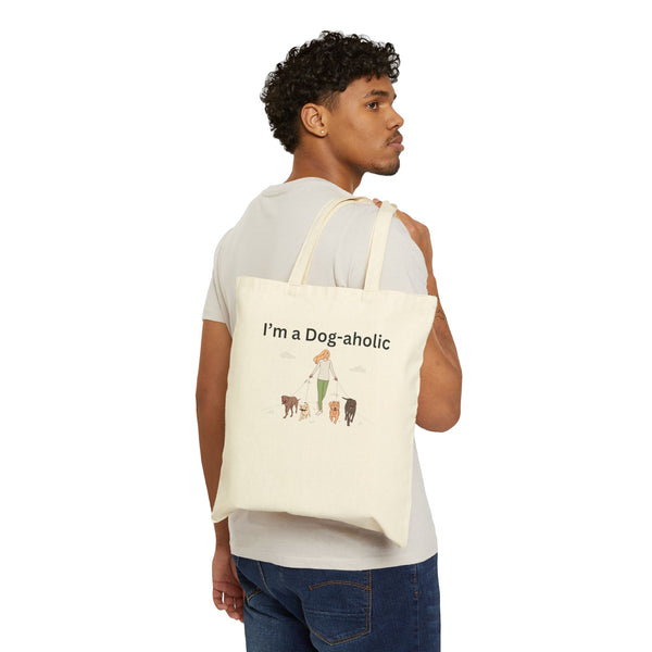 I'm a dog-aholic Cotton Canvas Tote Bag for Dog Lover