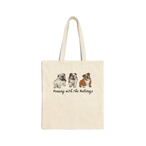 Running with the Bulldogs Cotton Canvas Tote Bag