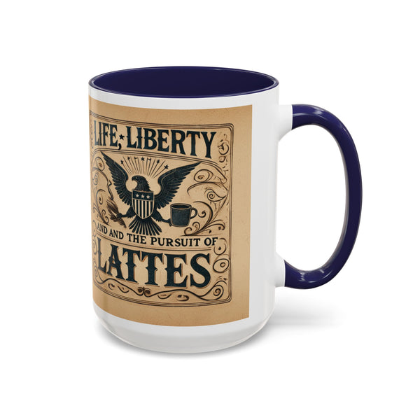 Patriotic Huntington Coffee Mug - History Buff Gift,Life Liberty and Pursuit of Lattes, Vintage Coffee Cup, Americana Drinkware, Liberty Rock