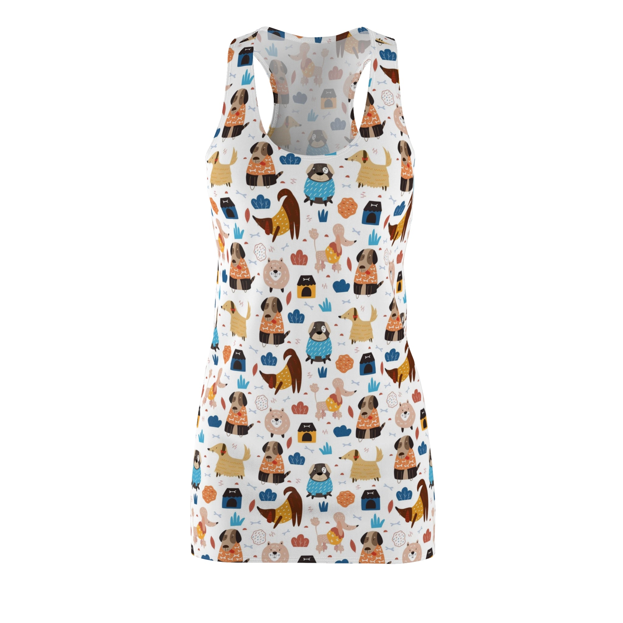 Variety of Cartoon Dogs  on Women's Racerback Dress