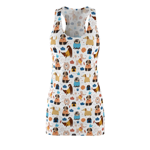 Variety of Cartoon Dogs  on Women's Racerback Dress