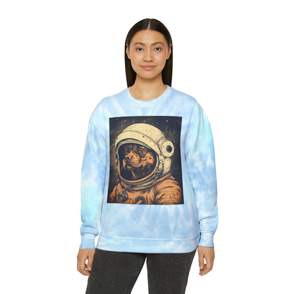 Astronaut Space Dog Unisex Tie-Dye Sweatshirt