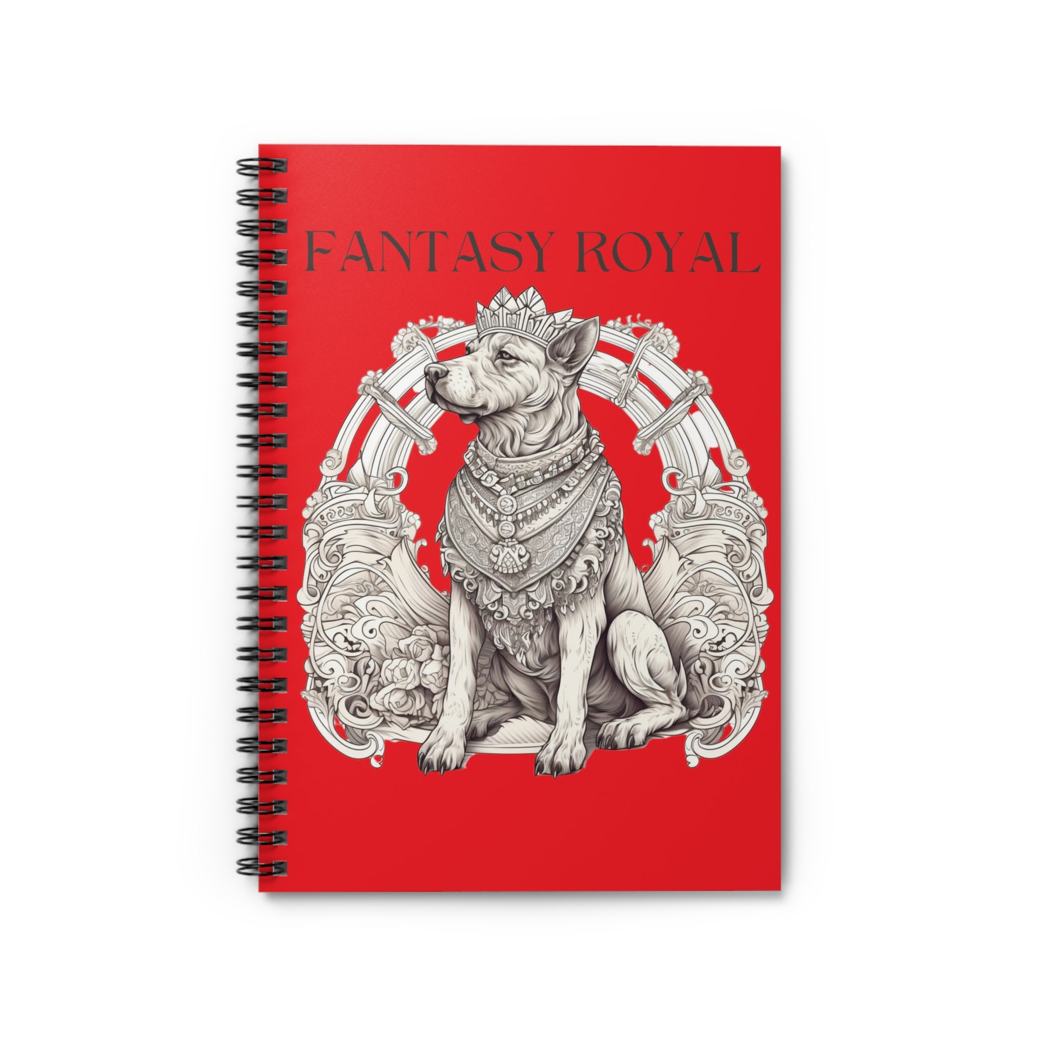 Fantasy Royal King Canine Dog drawn in Fancy Baroque Style Spiral Notebook - Ruled Line