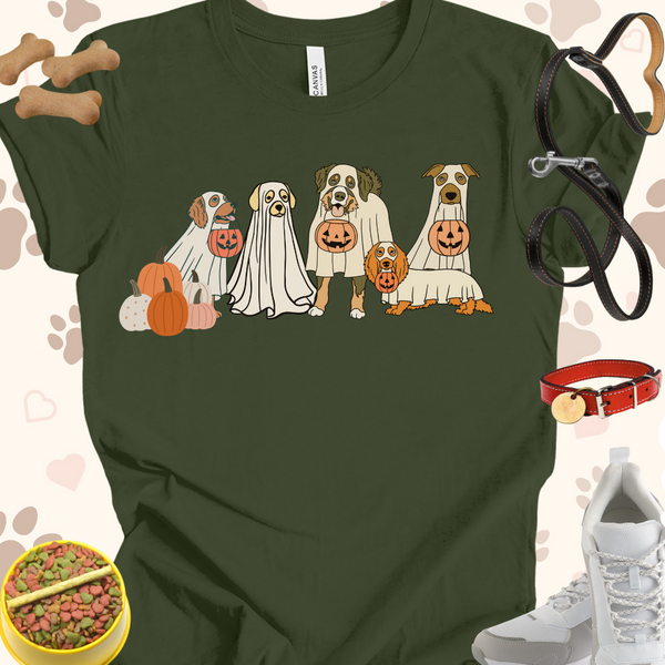 Ghost Dogs with Pumpkins Unisex Jersey Short Sleeve Tee T-shirt