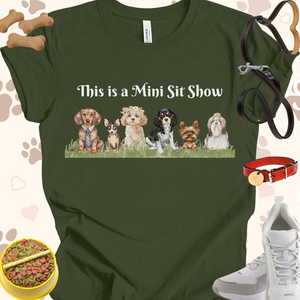 This is a Mini Sit Show of Dogs Unisex Jersey Short Sleeve Tee T-Shirt