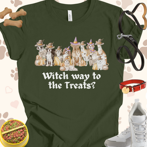 Witch Way to the Treats Halloween Dogs Unisex Jersey Short Sleeve