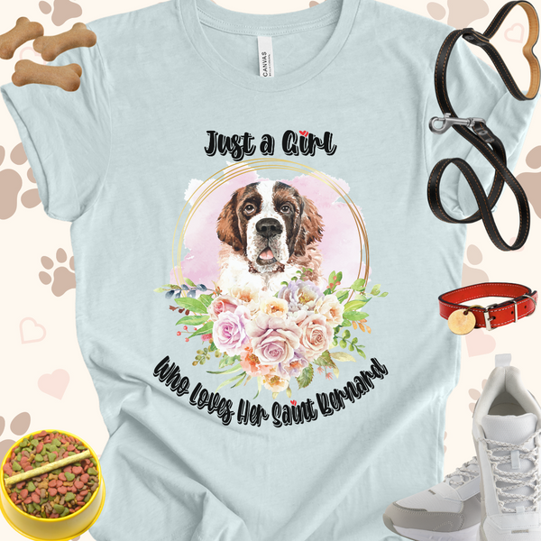 Just a Girl Who Loves Her Saint Bernard Unisex Jersey T-shirt