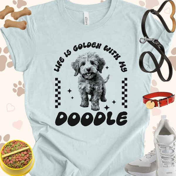 Life is Golden with my Doodle Black Text Unisex Jersey Short Sleeve Tee T-Shirt