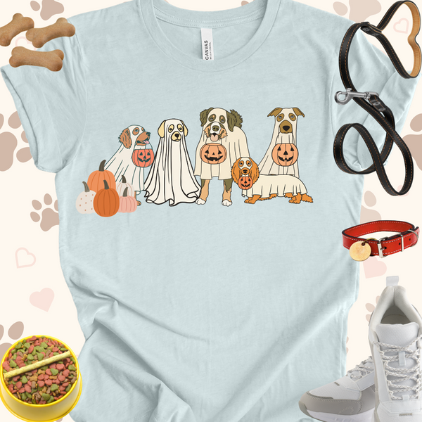 Ghost Dogs with Pumpkins Unisex Jersey Short Sleeve Tee T-shirt