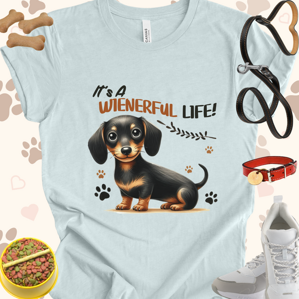 It's a Weinerful Life Dachshund Dog Cartoon Unisex Jersey T-shirt