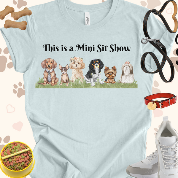 This is a Mini Sit Show of Dogs Unisex Jersey Short Sleeve Tee T-Shirt