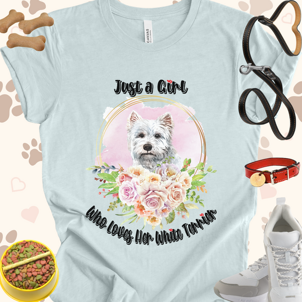 Just a Girl Who Loves Her White Terrier Unisex Jersey T-shirt