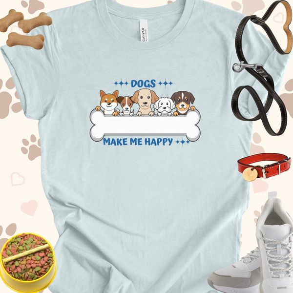 Dogs Make Me Happy Unisex Jersey T-Shirt