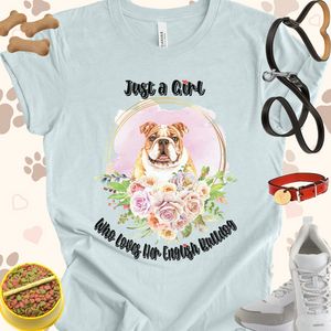 Just a Girl Who Loves Her English Bulldog Unisex Jersey T-shirt