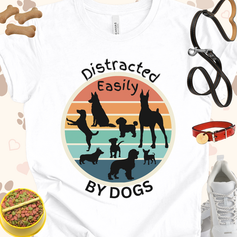 Distracted Easily buy Dogs Unisex Jersey T-shirt