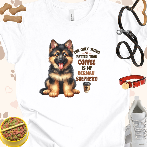 The Only Thing Better than Coffee is My German Shepard Dog Cartoon Unisex Jersey T-shirt