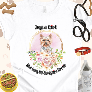 Just a Girl Who Loves Her Yorkshire Terrier Unisex Jersey T-shirt