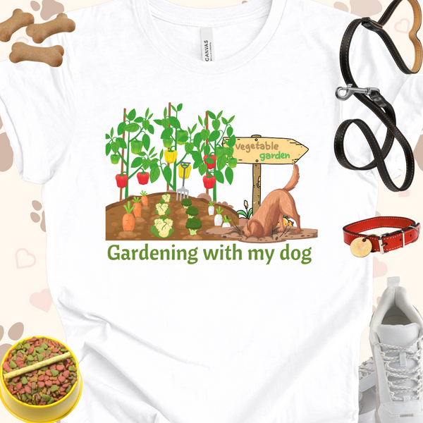 Gardening with my dog Unisex Jersey Short Sleeve Tee