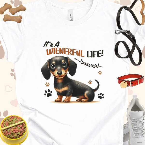 It's a Weinerful Life Dachshund Dog Cartoon Unisex Jersey T-shirt