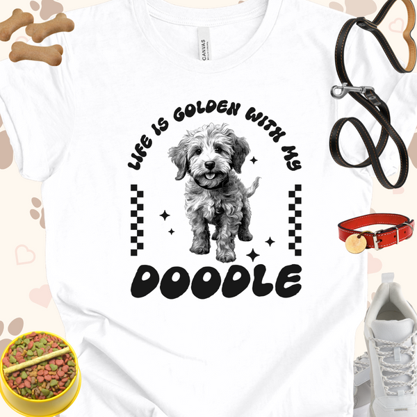 Life is Golden with my Doodle Black Text Unisex Jersey Short Sleeve Tee T-Shirt