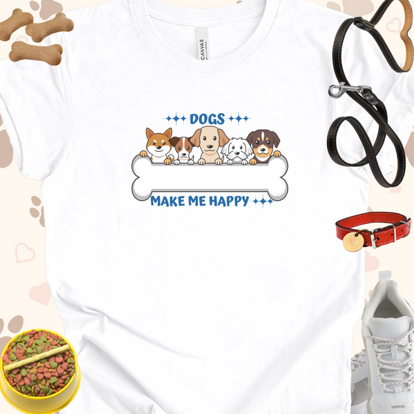 Dogs Make Me Happy Unisex Jersey T-Shirt