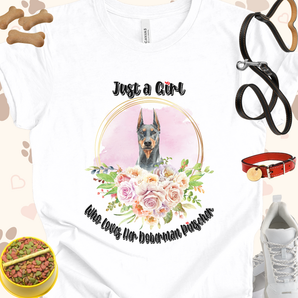 Just a Girl Who Loves Her Doberman Pincher Unisex Jersey T-shirt