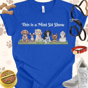 This is a Mini Sit Show of Dogs Unisex Jersey Short Sleeve Tee T-Shirt