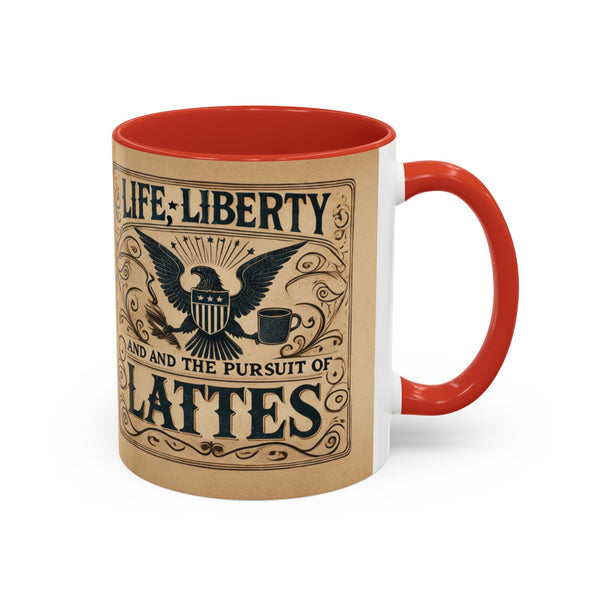 Patriotic Huntington Coffee Mug - History Buff Gift,Life Liberty and Pursuit of Lattes, Vintage Coffee Cup, Americana Drinkware, Liberty Rock