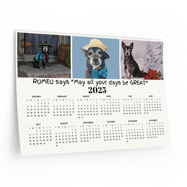 Personalized Dog Calendar 12 Months 1 Sheet Wall Decal 18"x 12"