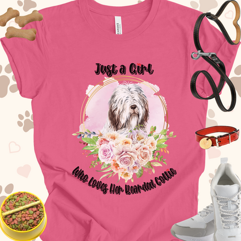 Just a Girl Who Loves Her Bearded Collie Unisex Jersey T-shirt