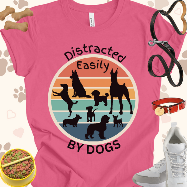 Distracted Easily buy Dogs Unisex Jersey T-shirt