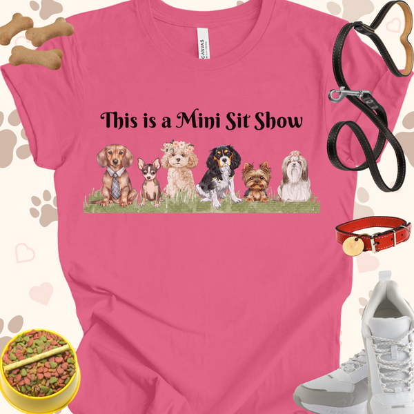 This is a Mini Sit Show of Dogs Unisex Jersey Short Sleeve Tee T-Shirt