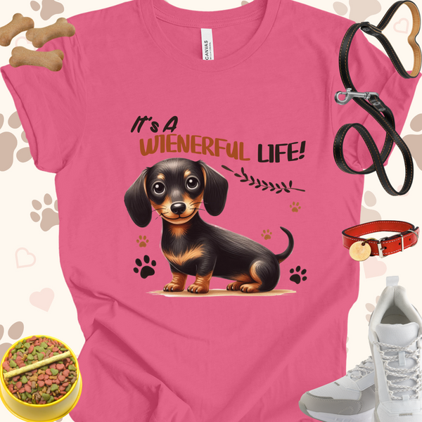 It's a Weinerful Life Dachshund Dog Cartoon Unisex Jersey T-shirt