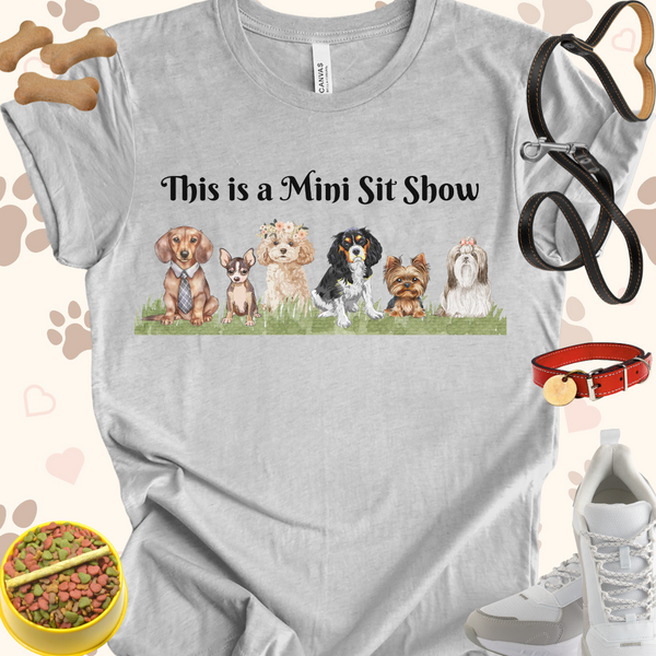 This is a Mini Sit Show of Dogs Unisex Jersey Short Sleeve Tee T-Shirt