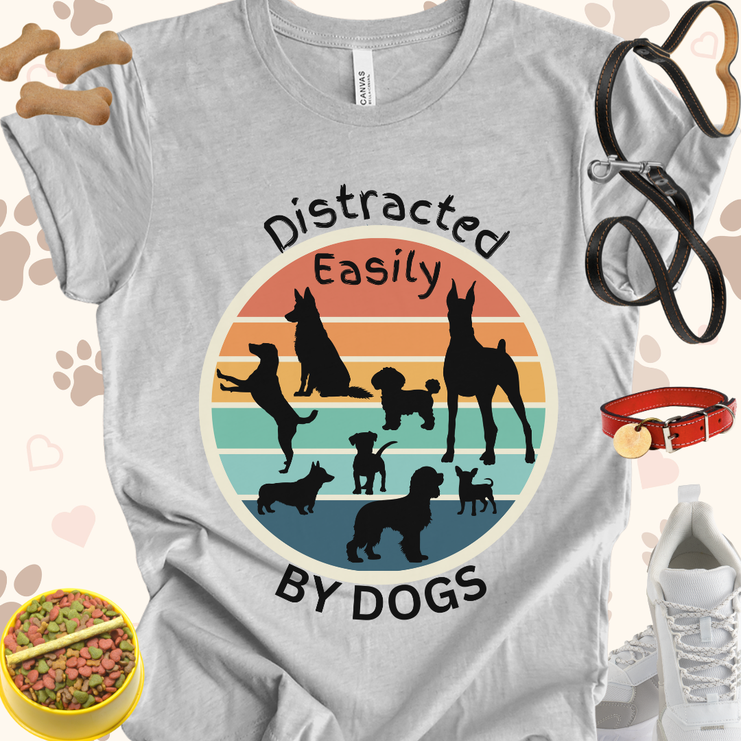 Distracted Easily buy Dogs Unisex Jersey T-shirt