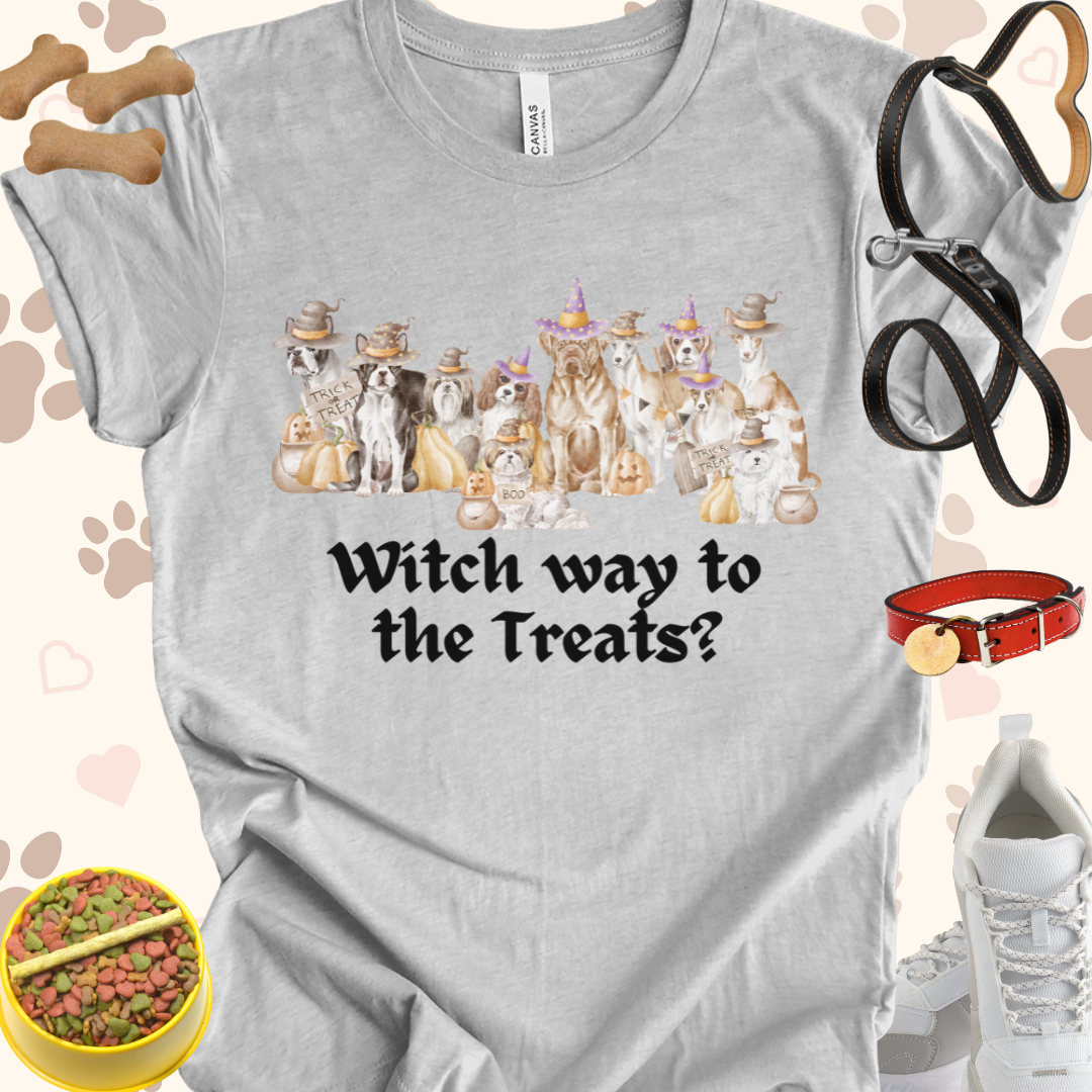 Witch Way to the Treats Halloween Dogs Unisex Jersey Short Sleeve