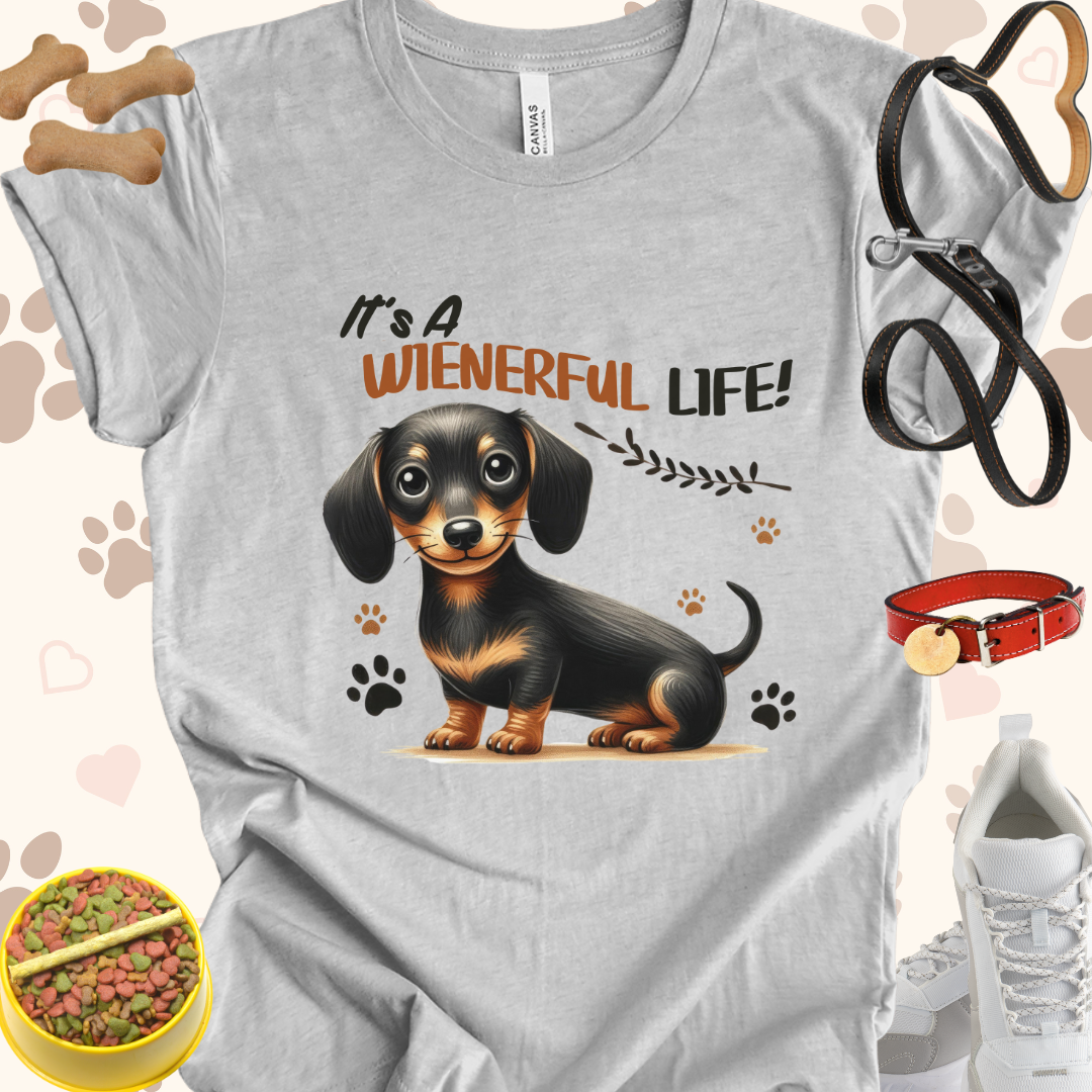 It's a Weinerful Life Dachshund Dog Cartoon Unisex Jersey T-shirt