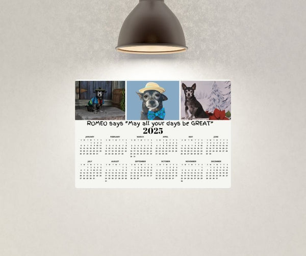 Personalized Dog Calendar 12 Months 1 Sheet Wall Decal 18"x 12"