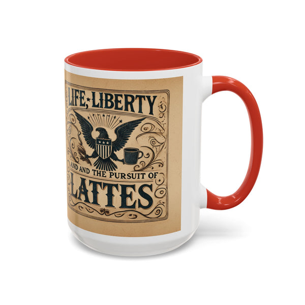 Patriotic Huntington Coffee Mug - History Buff Gift,Life Liberty and Pursuit of Lattes, Vintage Coffee Cup, Americana Drinkware, Liberty Rock