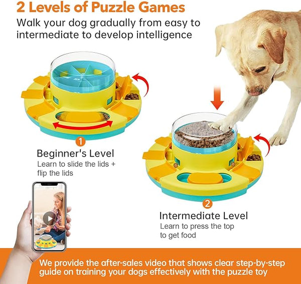 Potaroma Dog Puzzle Toy 2 Levels, Slow Feeder, Dog Food Treat Feeding Toys for IQ Training, Dog Entertainment Toys for All Breeds 4.2 Inch Height
