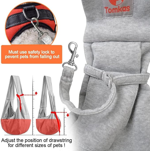 TOMKAS Dog Sling Carrier for Small Dogs Dog and Cat Sling Carrier – Hands Free Reversible Pet Papoose Bag - Soft Pouch and Tote