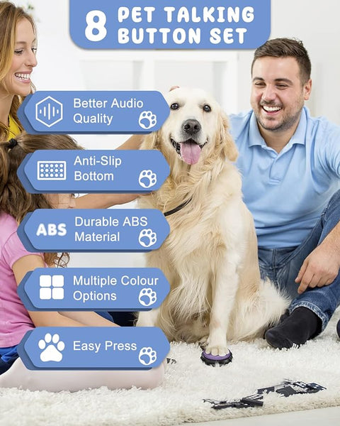 Dog Buttons for Communication,8 Pcs Talking Button Set, 30 second Recordable