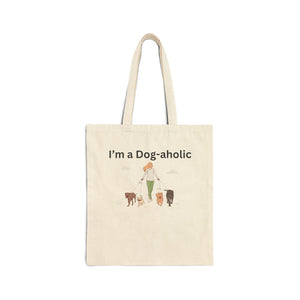 I'm a dog-aholic Cotton Canvas Tote Bag for Dog Lover