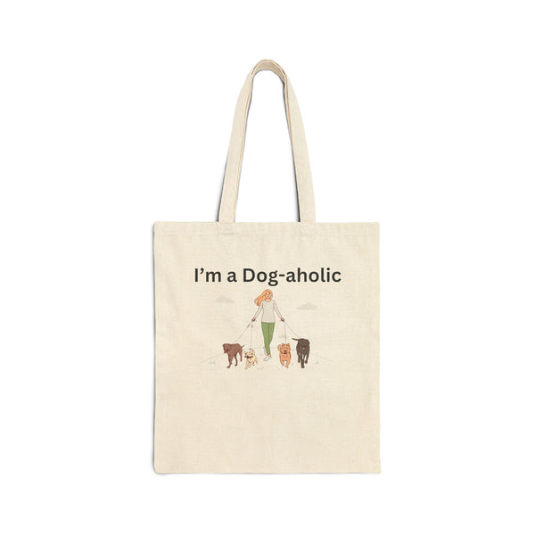 I'm a dog-aholic Cotton Canvas Tote Bag for Dog Lover