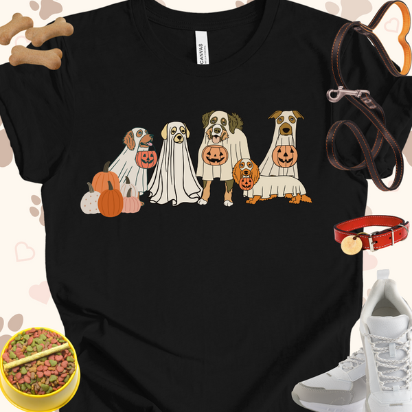 Ghost Dogs with Pumpkins Unisex Jersey Short Sleeve Tee T-shirt